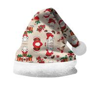 Cocila Christmas Hat For Adult Holiday Parties And Costume Events Tree Santa Printing Santa's Passamontagna Economico (Beige S) cappello lana con visiera uomo Zuccotto Uomo Invernale Coppola