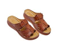 Cocila Ciabatte Donna Estive Ortopediche Pelle Anatomiche Sandali Pantofole Antiscivolo da con Zeppa Eleganti (Brown, 35) Casa Marroni Gioiello Corda Comode +Infermiera in Blu Invernale Estivi