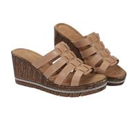 Cocila Ciabatte Donna Estive Ortopediche Pelle Anatomiche Sandali Pantofole Scarpe da Spiaggia con Suola Spessa E in Pan di Spagna, Romani Sandalo Infradito (Beige, 38) Ciabatta Mare Blu Zeppa