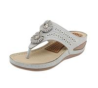Cocila Ciabatte Donna Estive Zeppa Comode Sandali Infradito Eleganti Estate Fiori Casual Punta Zeppe Massaggio Pantofole Con Fondo Morbido Traspirante On Shoes 35 Bambina (Grey, 41)