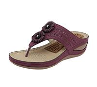 Cocila Ciabatte Donna Estive Zeppa Comode Sandali Infradito Eleganti Estate Fiori Casual Punta Zeppe Massaggio Pantofole Con Fondo Morbido Traspirante On Shoes 35 Bambina (Purple, 38)