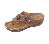 Cocila Ciabatte Donna Estive Zeppa Comode Sandali Infradito Eleganti Nuove Pantofole Da Con Decorazione Floreale E Bocca Di Pesce Scarpe Nere Oro (Light Yellow, 36)