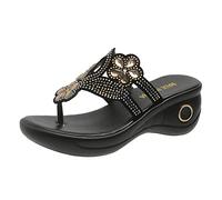 Cocila Ciabatte Estive Donna Da Alla Estate Nuovo Modello Infradito Strass Zeppa Comode Scarpe Versatili Mare Gomma Sposa Hawaiana Ciabatta Con Aperte Davanti Pelle Doccia 35 Ortopedica Estiva