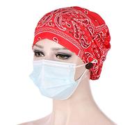 Cocila Con Buttons Hat Cancer Muslim Wrap cap Donne Baseball Caps Cappello in Cuoio (Red One Size) Cappello di Paglia Uomo Caschi Bici da Corsa Cuffia Capelli Notte Donna Paglia Montagna Uomo