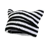 Cocila Crochet Hats for Women Handmade Knit Cat Ear Beanie Hat Winter Goth Accessori per Compleanno Cane (White One Size) Cuffia Cashmere Uomo Zuccotto Uomo Invernale Cappellino Berretto Bambino