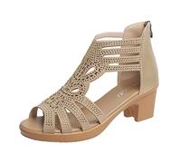 Cocila Donna Alto A Punta Aperta Stiletto Sandali Comfort Casual Da Con Tacchi Alti E Traspiranti Lacci Comode Estive (Beige, 41) Scarpe Tacco Removibile Quadrata Rossi Spogliarellista