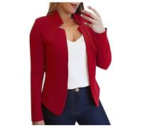 Cocila Donna Manica Lunga Open Front Solid Casual Crop Jacket Lady Slim Coat Cappotti Bambina Red S Giubbino Donna Autunno Giubbini Autunnali Pelliccia Giubbotto 100 G Piumino Invernale