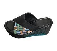 Cocila Donna Sandali Con Zeppa E Plateau Da Donna, Estivi, Casual, Comodi, Spiaggia, All'Aperto, Punta, Scarpe Bocca Di Pesce Telo Mare Ragazzo (Camouflage, 40) Ciabatte Aperte Davanti Estive