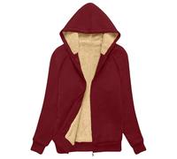 Cocila Felpa Da Donna in Pile Composito Con Cappuccio Manica Lunga Casual e Alla Spalla a Tasca Giubbotti Bambina Invernali 11 Anni (Wine Xxxl) Cappotto Donna Invernale Corto Giubbino Taglie