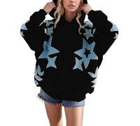 Cocila Felpe con Cappuccio Grafica A Stella Oversize da Donna Maniche Lunghe Contrasto Pullover Tasca A Felpa Pelo Interno Donna Elegante Coperta Felpa con Cappuccio Hip Hop Bambina Pile
