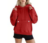 Cocila Felpe con Cappuccio Oversize da Donna, Felpe in Pile, Top Casual e Comodi, Outfit Autunno 2025, Abiti Carini con Felpa Donna Natalizia Ragazza Personalizzata Red, XXXL