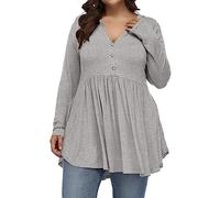 Cocila Flash Deals of The Day Maglietta da Donna a Maniche Lunghe con Scollo a V, Tinta Unita, Pieghettata, Taglie Forti Camicia Notte Cotone Invernale Camicia Effetto Raso Camicia My Orders Placed