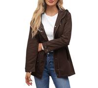 Cocila Giacca Casual da Donna Ampia E Larga con Coulisse Tasca Tinta Unita per La Stagione delle Piogge Vestiti in Pelle Coffee L Giacche Autunno Giubbino Ecopelle Bianco