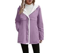 Cocila Giacca Da Donna Con Cerniera Foderata in Pile Cappuccio Invernale Calda e Soffice Casual a Maniche Lunghe Maglie Autunnali Taglie Forti (Purple Xxl) Cappotto Donna Invernale Con Cappuccio