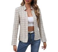 Cocila Giacca Elegante Casual Alla Leggera Con Colletto E Foderata A Quadri Da Donna Modello 2025 Buste Porta Abiti Beige Xl Piumino Lungo Nero Con Alamari Giubbino Di Jeans