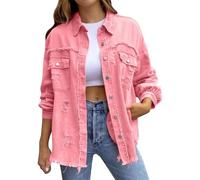 Cocila Giacca in Denim da Donna, Oversize con Bottoni Jeans Camicia Cappotto Giacca in Denim a Maniche Lunghe per Primavera Autunno Casual Jacket Giacca Pelo Invernale