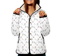 Cocila Giacca Invernale Trapuntata Stampata da Donna Taglie Forti Abbottonata A Maniche Lunghe Imbottita Leggera Cappotto Caldo (White XXXXL) Cappotto Donna Curvy Camicia di Flanella Piumino