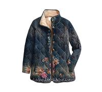 Cocila Giacca Invernale Trapuntata Stampata Da Donna Taglie Forti Abbottonata A Maniche Lunghe Imbottita Leggera Piumini (Black Xl) Giacca Pelliccia Donna Primavera Elegante Gilet Primaverile