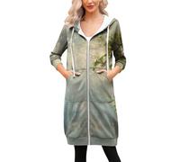 Cocila Giacca Lunga Da Donna Casual Con Cerniera E Tasca Stampata Pioggia Impermeabile (Lg4 Xl) Giacca Donna Invernale Lunga Pelle Corta Giubbino Cape Horn Mezza Stagione Parka Autunnale Felpa