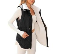 Cocila Gilet In Pile Da Donna Con Cerniera Intera Imbottito Vita Senza Maniche Termico Invernale Casual Indossare Caso Di Mal Felpa Anime (Black Xxl) Giacca Invernale Donna Lunga Cappotto