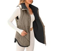 Cocila Gilet In Pile Da Donna Con Cerniera Intera Imbottito Vita Senza Maniche Termico Invernale Casual Indossare Caso Di Mal Felpa Anime (Khaki Xxl) Camicia Montagna Donna Giubbotto 100 G