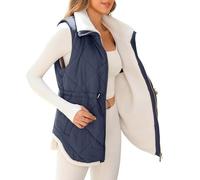 Cocila Gilet In Pile Da Donna Con Cerniera Intera Imbottito Vita Senza Maniche Termico Invernale Casual Indossare Caso Di Mal Felpa Anime (Navy S) Camicia Montagna Donna Piumini 100 Grammi