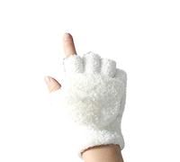 Cocila Guanti freddi Proof with Coral Gloves Flipped Couple Fleece Half Finger E Manopole Da Donna (White One Size) guanti in pelle uomo eleganti Kart Lunghi Senza Dita Moto In Pelle Neri