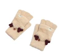 Cocila Guanti Invernali In Rete Da Donna In Maglia Più Velluto Addensato Autunno E Inverno Modello Caldo (Guanti Per Adulti) E Manopole Da (Beige One Size)