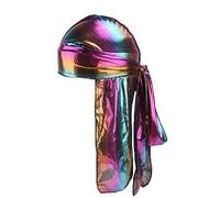 Cocila Headwear Headwrap Tail Hat Silk Uomo/Donna Rag Poliestere Durag Berretti da Baseball Regalo Cappello Visiera A (D One Size) Cappello Donna Peloso Doppio PON Donna Berretto Nero Babbo