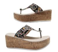 Cocila Infradito Da Donna In Morbido Tessuto Pelle Per Yoga Ciabatte Estive Con Punta A Clip, Stampate, Spesse, Zeppa, Fibbia E Bocca Di Pesce, Casual Gel Doccia Casa Zeppa Gelato Eleganti Tacco