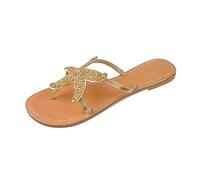 Cocila Infradito Donna Estive Comode Stoffa Righe Ciabatte Arch Support Pantofole Traspiranti Alla Per Libero Da All'Aperto Casual Interni Unisex Gomma (Gold, 37)