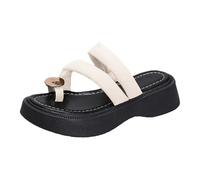 Cocila Infradito Donna Moda Ortopediche Estive Comode Pelle Supporto Scarpe Da Spiaggia Con Suola Spessa E Tacco A Spillo In Metallo Sopra La Punta, Pantofole Punta Stivale Sandali Ciabatte