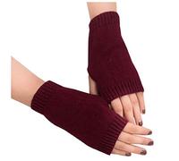 Cocila Inverno Gloves Fingerless Braccio a maglia Mitten Girl Mantenere le donne Morbido caldo Guanti E Manopole Da Donna (Wine One Size) guanti invernale uomo Invernali Dita Scoperte Lana