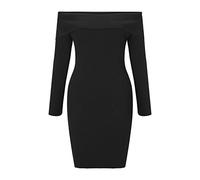 Cocila Kaftan Abiti da Donna Plus Size Signore Primavera Autunno Inverno Manica Lunga Tinta Unita Collo A Una Linea Sexy Slim Pack Maglione Hip Pullover Dress Vestiti per Battesimo (Black, XL)