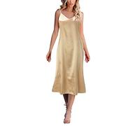 Cocila Kimono in Raso da Donna Abito da Donna alla Moda in Tinta Unita, Senza Maniche, con Scollo a V, Abito Allentato, Camicia da Notte da casa Camicia da Notte Dopo Parto (Rose Gold, M)
