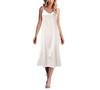 Cocila Kimono in Raso da Donna Abito da Donna alla Moda in Tinta Unita, Senza Maniche, con Scollo a V, Abito Allentato, Camicia da Notte da casa Camicia da Notte Dopo Parto (White, L)