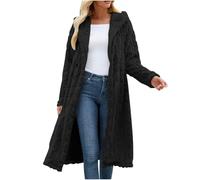 Cocila Knit Long Sweaters For Women Lightweight Open Front Oversized Knee Length Coats Cappotti Invernali (Black Xl) Camicia Donna Sagomata Giubbotto Donna Con Pelo Abbigliamento Gotico Giubbino