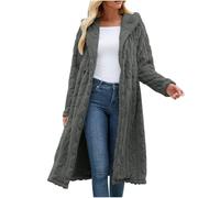 Cocila Knit Long Sweaters For Women Lightweight Open Front Oversized Knee Length Coats Cappotti Invernali (Grey Xl) Cappotto Donna Invernale Corto Giacca Pelle Grigia Donna Felpa Collo Alto