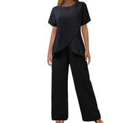 Cocila Maglietta Donna Maniche Corte Da In Due Pezzi, Con Maglia A Irregolari, Scollo, Elastico Vita, Pantaloni Gamba Larga E maglietta addio al celibato Volevo Essere Un Duro T Shirts Bianca