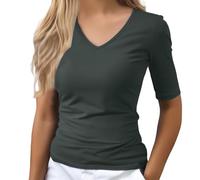 Cocila Maglietta Personalizzata da Donna A Maniche Corte con Scollo Barca Arricciate Lateralmente vestibilità Aderente Basiche Casual Estive Magliette Manica Corta Volevo Essere Un Duro Rossa T