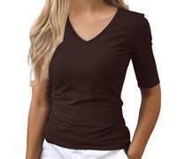 Cocila Maglietta Personalizzata da Donna A Maniche Corte con Scollo Barca Arricciate Lateralmente vestibilità Aderente Basiche Casual Estive T Shirts T Shirts Bambina Magliette Personalizzate