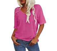 Cocila Maglietta Personalizzata da Donna con Scollo A V Manica Corta Ampia Casual Tinta Unita Basic T Shirts Bianca Bambina Volevo Essere Un Duro Ultimo Cantante Gialla Donna Estiva Maniche