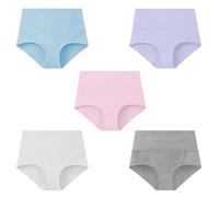 Cocila Mutande Donna Cotone Vita Alta Slip Traspirante Culotte Comode Elasticizzato Intimo da in Cotone, Taglie Forti Donna, A 5 Pezzi Bambina 12 Anni Senza Cuciture (Beige, XS) Capodanno Rosse