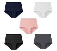 Cocila Mutande Donna Cotone Vita Alta Slip Traspirante Culotte Comode Elasticizzato Intimo da in Cotone, Taglie Forti Donna, A 5 Pezzi Bambina 12 Anni Senza Cuciture (Dark Blue, XXL) Brasiliana