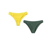 Cocila Mutande Vita Alta Donna in Cotone Bikini da Taglio Bagno Tinta Unita Media Confezione 2 Elastico per Piatto 5Mm (Green, M) Mutandine Rosso Mutandoni Perizoma Gialle Strane Tanga