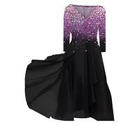 Cocila Offerte del Giorno Lampo Prime Abiti Chemisier Lunghi Abiti Donna Lunghi Primavera Vestito da Sera con Paillettes Abito Estivo Elegante Donna Abito Chemisier Donna Midi (B Viola, L)