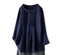 Cocila Offerte del Giorno Prime Donne Casual Solid Fold Shirt Collo Rotondo Bluse Button Bluse Long Sleeve Tops di Lana Camice Eleganti da Donna Camicia Bianca Donna Taglia Forte C My Recent Orders