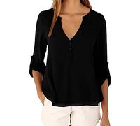 Cocila Offerte Saldi Camicia da Donna in Chiffon a Maniche Lunghe con Scollo a V a Maniche Lunghe, Casual da Donna Maglia Scollo V Only Abbigliamento Donna Estivo Camicetta Bianca Don Special Deals