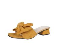 Cocila Pantofole Da Donna Con Tacco A Piuma Slip-On Punta Estive Fiocco, In Velluto Colorato, E Spillo, Gatto (Khaki, 37) Sandali Argento Cerimonia Scarpe Bianchi Spogliarellista Bianche