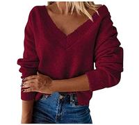 Cocila Pullover Da Donna A Maniche Lunghe Con Scollo V In Cotone E Cardigan Ragazza Wine Xl Giubbotto Donna Lungo Giubbino Ecopelle Pelliccia Lunga Giubbotto 100 G Cappotto Cappuccio Piumino